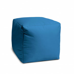 Homeroots 17" Cool Bright Teal Blue Solid Color Indoor Outdoor Pouf Ottoman  Vinyl,Backed Canvas 474177