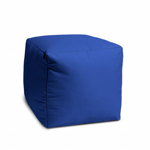 Homeroots 17" Blue Canvas Cube Outdoor Pouf Ottoman Royal Blue  474179