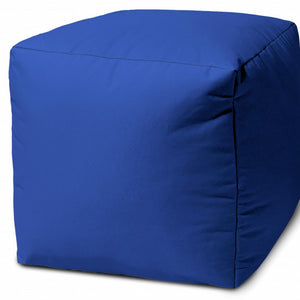 Homeroots 17" Blue Canvas Cube Outdoor Pouf Ottoman Royal Blue  474179