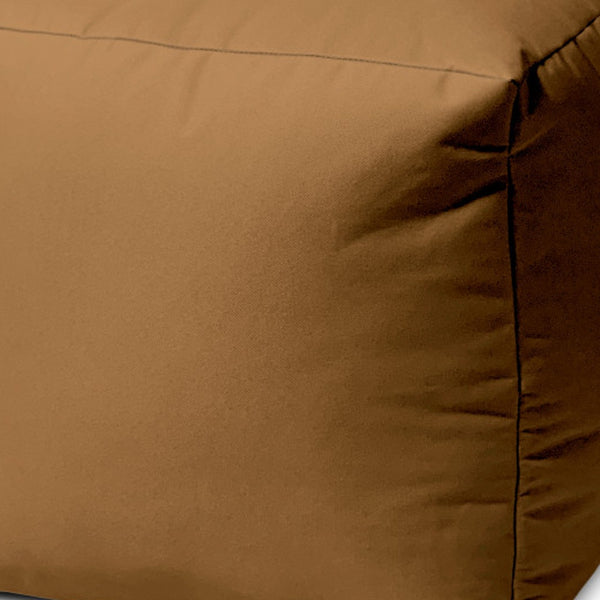 Homeroots 17" Brown Canvas Cube Outdoor Pouf Ottoman Mocha  474183