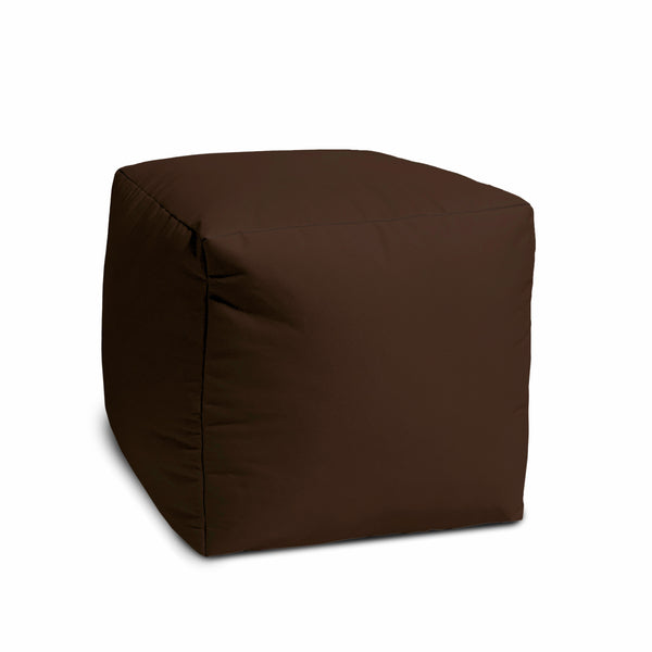 Homeroots 17" Dark Brown Canvas Cube Outdoor Pouf Ottoman Brown  474185
