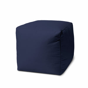 Homeroots 17" Navy Blue Cube Indoor Outdoor Pouf Ottoman Navy Blue  474187