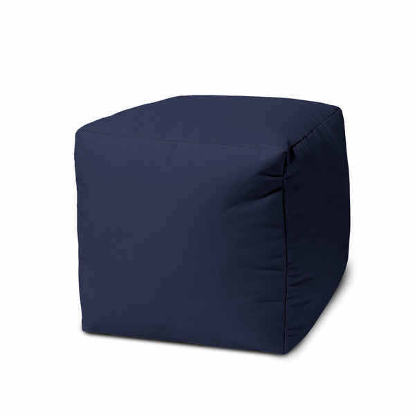 Homeroots 17" Navy Blue Cube Indoor Outdoor Pouf Ottoman Navy Blue  474187