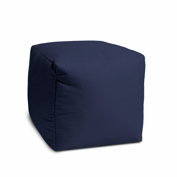 Homeroots 17" Navy Blue Cube Indoor Outdoor Pouf Ottoman Navy Blue  474187