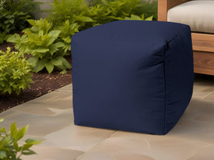 Homeroots 17" Navy Blue Cube Indoor Outdoor Pouf Ottoman Navy Blue  474187