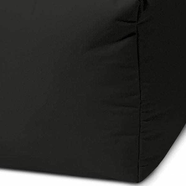 Homeroots 17" Cool Jet Black Solid Color Indoor Outdoor Pouf Ottoman Black Vinyl,Backed Canvas 474189