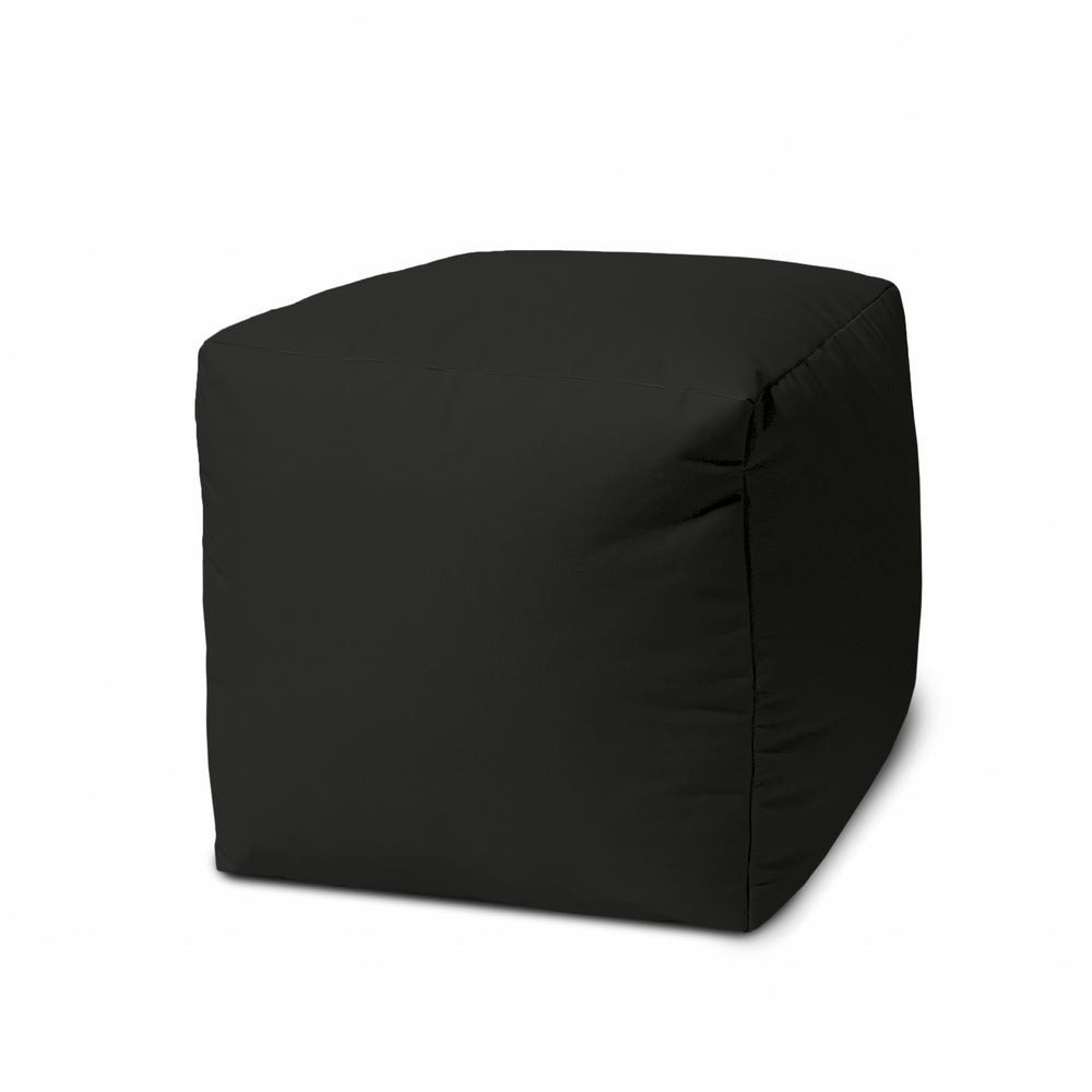 Homeroots 17" Black Canvas Cube Outdoor Pouf Ottoman  Vinyl,Backed Canvas 474190