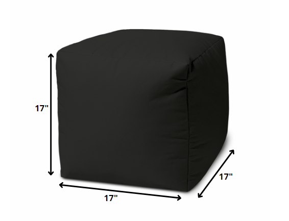 Homeroots 17" Black Canvas Cube Outdoor Pouf Ottoman  Vinyl,Backed Canvas 474190