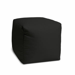 Homeroots 17" Black Canvas Cube Outdoor Pouf Ottoman  Vinyl,Backed Canvas 474190