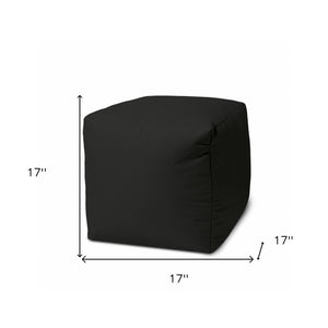 Homeroots 17" Black Canvas Cube Outdoor Pouf Ottoman  Vinyl,Backed Canvas 474190