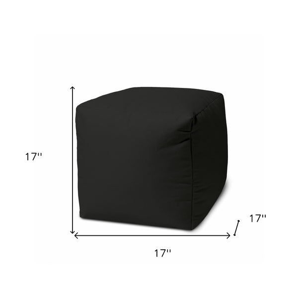 Homeroots 17" Black Canvas Cube Outdoor Pouf Ottoman  Vinyl,Backed Canvas 474190