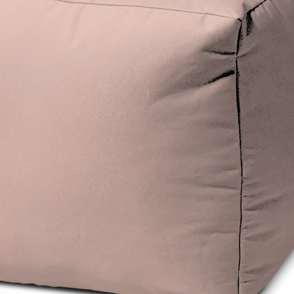 Homeroots 17" Pale Pink Canvas Cube Outdoor Pouf Ottoman Blush  474191