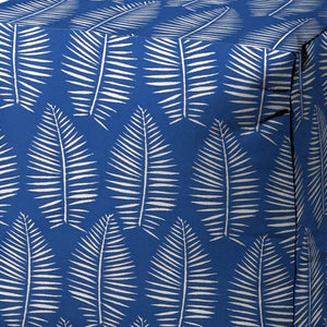 Homeroots 17" Blue And White Polyester Cube Floral Outdoor Pouf Ottoman Soft Royal  474194