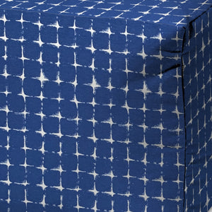 Homeroots 17" Blue And White Polyester Cube Geometric Outdoor Pouf Ottoman Soft Royal  474195