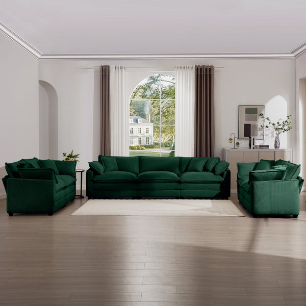 English Elm Modern 2-Piece Fabric Sofa Set In Green Corduroy - Stylish, Comfortable & Versatile For Any Room W714S00814