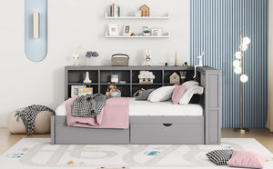 English Elm Wooden Full Size Daybed with 2 Storage Drawers Built-in Usb Charging Modern Frame N733S170505E