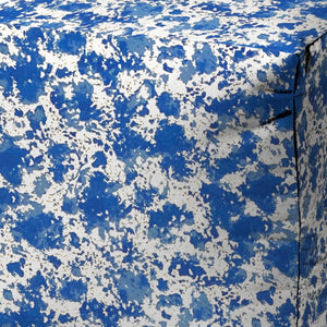 Homeroots 17" Blue And White Polyester Cube Abstract Outdoor Pouf Ottoman Soft Royal  474200