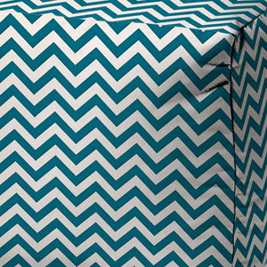 Homeroots 17" Turquoise And White Polyester Cube Chevron Outdoor Pouf Ottoman Turquoise  474217