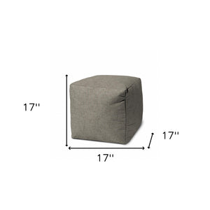 Homeroots 17" Taupe Polyester Cube Indoor Outdoor Pouf Ottoman Med Taupe  474347