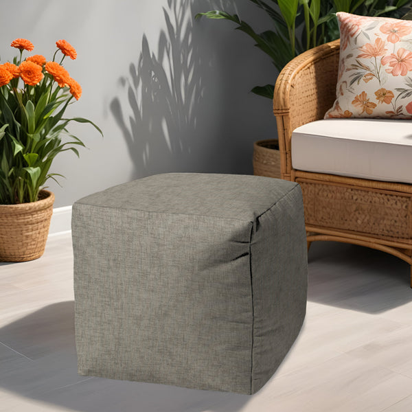 Homeroots 17" Taupe Polyester Cube Indoor Outdoor Pouf Ottoman Med Taupe  474347
