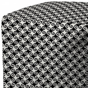 Homeroots 17" Black And White Polyester Cube Geometric Indoor Outdoor Pouf Ottoman   474349