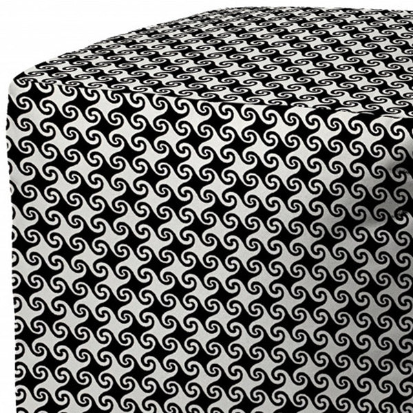 Homeroots 17" Black And White Polyester Cube Geometric Indoor Outdoor Pouf Ottoman   474349