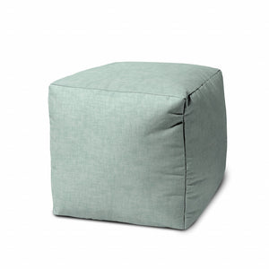 Homeroots 17" Green Polyester Cube Indoor Outdoor Pouf Ottoman Seafoam  474353