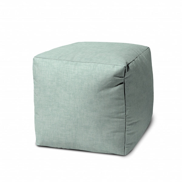 Homeroots 17" Green Polyester Cube Indoor Outdoor Pouf Ottoman Seafoam  474353