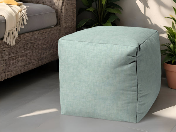 Homeroots 17" Green Polyester Cube Indoor Outdoor Pouf Ottoman Green  474354