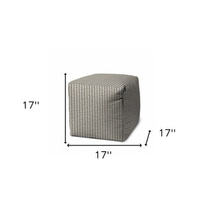 Homeroots 17" Taupe Polyester Cube Geometric Indoor Outdoor Pouf Ottoman Med Taupe  474365