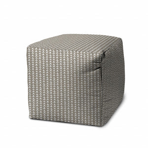 Homeroots 17" Taupe Polyester Cube Geometric Indoor Outdoor Pouf Ottoman Med Taupe  474366