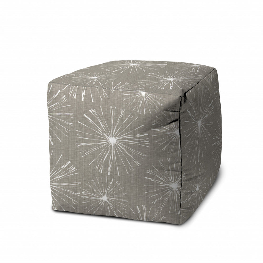 Homeroots 17" Taupe Polyester Cube Geometric Indoor Outdoor Pouf Ottoman Med Taupe  474371
