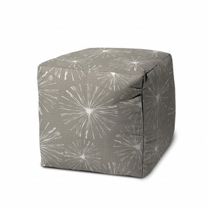 Homeroots 17" Taupe Polyester Cube Geometric Indoor Outdoor Pouf Ottoman Med Taupe  474371