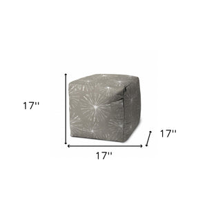 Homeroots 17" Taupe Polyester Cube Geometric Indoor Outdoor Pouf Ottoman Med Taupe  474371