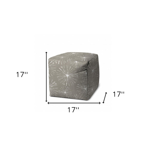 Homeroots 17" Taupe Polyester Cube Geometric Indoor Outdoor Pouf Ottoman Med Taupe  474371