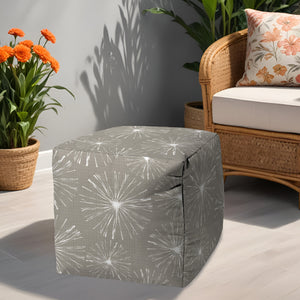 Homeroots 17" Taupe Polyester Cube Geometric Indoor Outdoor Pouf Ottoman Med Taupe  474371