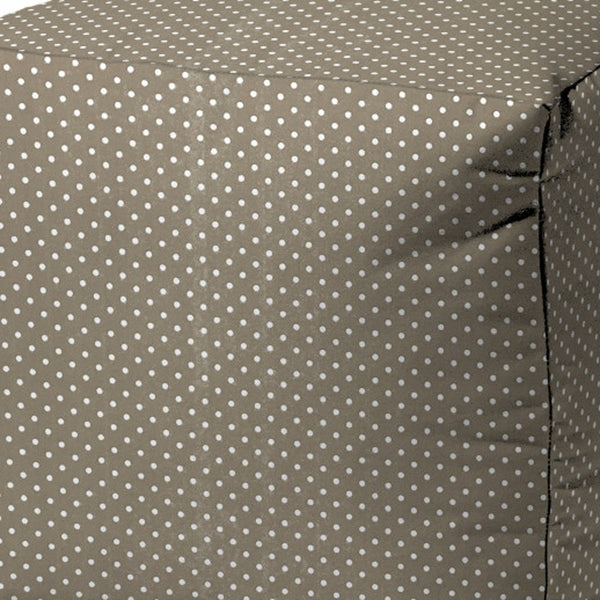 Homeroots 17" Taupe Polyester Cube Polka Dots Indoor Outdoor Pouf Ottoman Taupe  474375