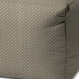 Homeroots 17" Taupe Polyester Cube Polka Dots Indoor Outdoor Pouf Ottoman Taupe  474376