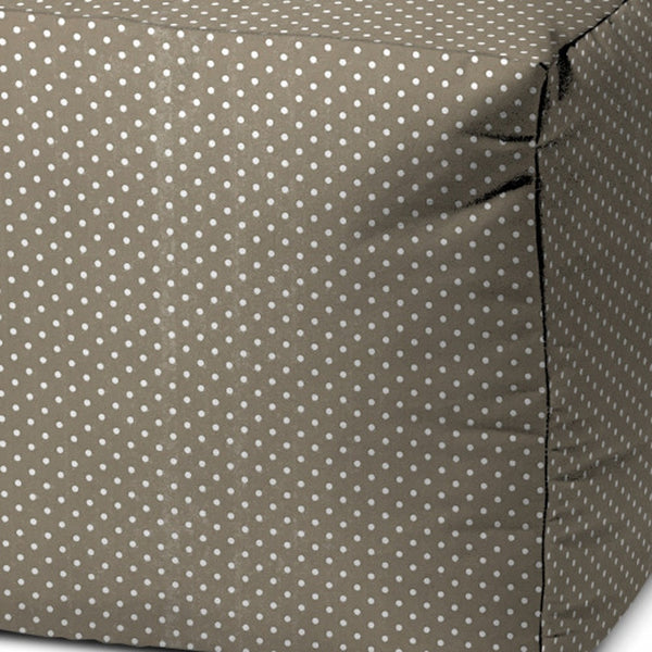 Homeroots 17" Taupe Polyester Cube Polka Dots Indoor Outdoor Pouf Ottoman Taupe  474376