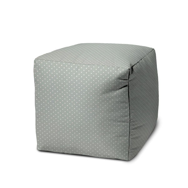 Homeroots 17" Green Polyester Cube Polka Dots Indoor Outdoor Pouf Ottoman Green  474379