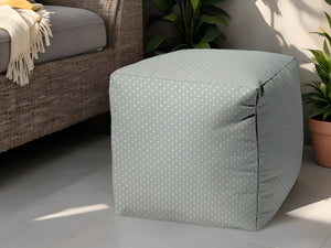 Homeroots 17" Green Polyester Cube Polka Dots Indoor Outdoor Pouf Ottoman Green  474379