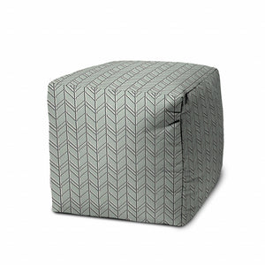 Homeroots 17" Green Polyester Cube Geometric Indoor Outdoor Pouf Ottoman Seafoam  474383