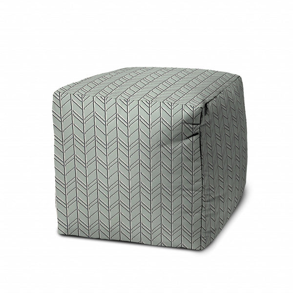 Homeroots 17" Green Polyester Cube Geometric Indoor Outdoor Pouf Ottoman Seafoam  474383