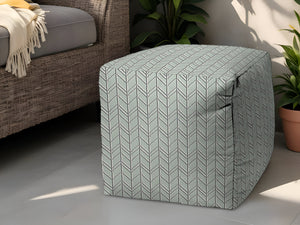 Homeroots 17" Green Polyester Cube Geometric Indoor Outdoor Pouf Ottoman Seafoam  474383