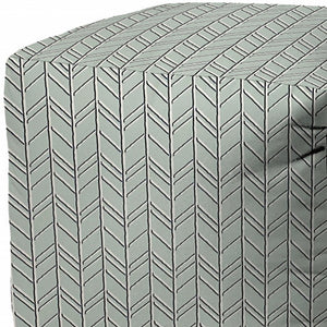 Homeroots 17" Green Polyester Cube Geometric Indoor Outdoor Pouf Ottoman Seafoam  474384