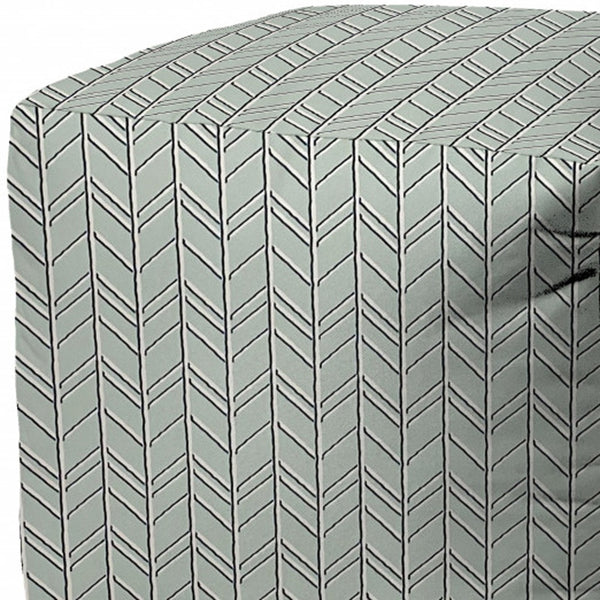 Homeroots 17" Green Polyester Cube Geometric Indoor Outdoor Pouf Ottoman Seafoam  474384
