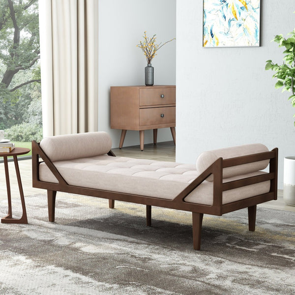 English Elm Chaise Lounge with Button Tufting Waffle Stitch Bentwood Frame for Living Room 70758.00