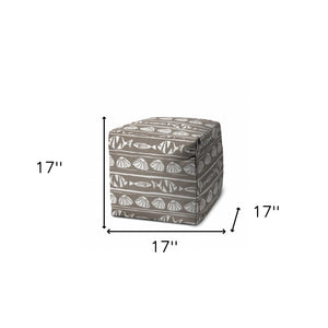 Homeroots 17" Taupe Polyester Cube Indoor Outdoor Pouf Ottoman   474391