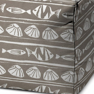 Homeroots 17" Taupe Polyester Cube Indoor Outdoor Pouf Ottoman   474392