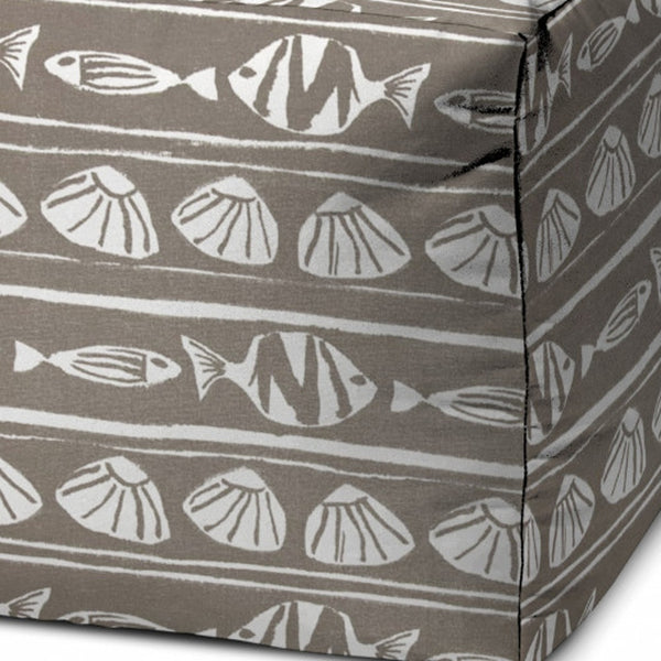 Homeroots 17" Taupe Polyester Cube Indoor Outdoor Pouf Ottoman   474392